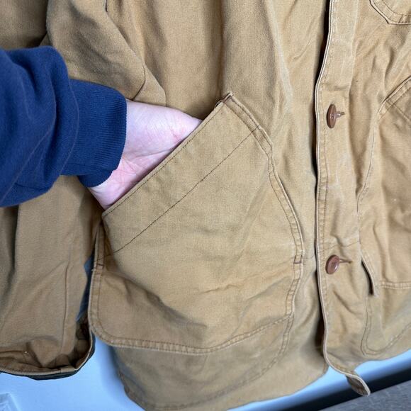 Vintage L.L. Bean Saddle Canvas Chore Coat Mens M Hunting Jacket with Mud Flaps - Picture 3 of 13